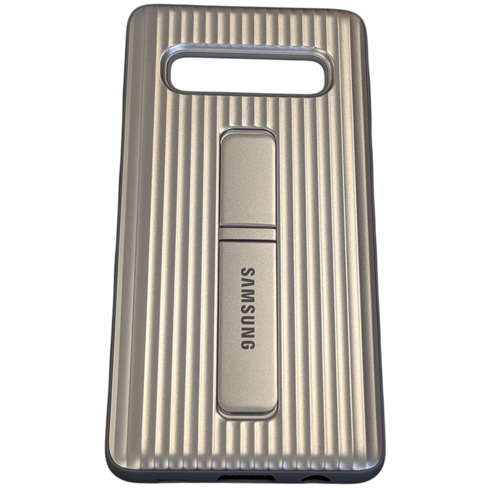 V4-O Samsung Rugged Protective Cover w/Kickstand for Samsung Galaxy S10 - Silver